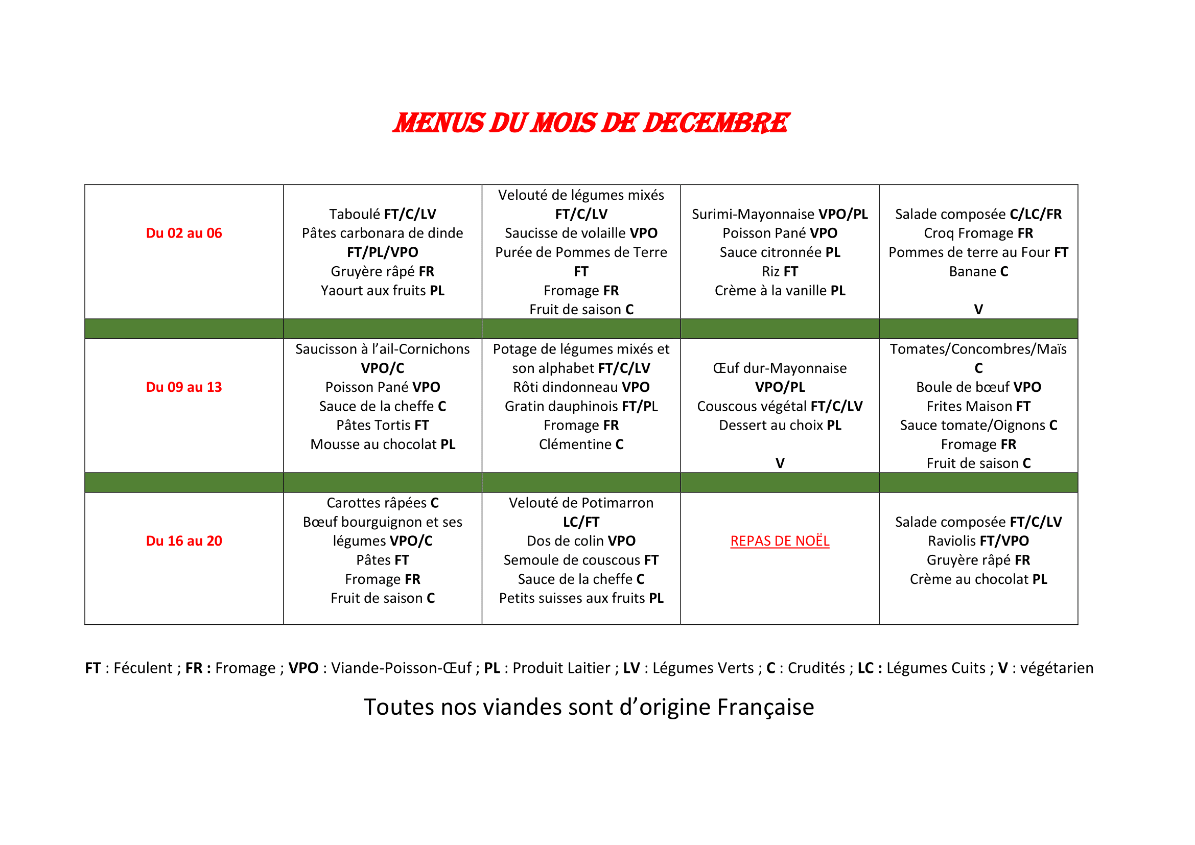 MENUS DU MOIS DE DECEMBRE 2024 1